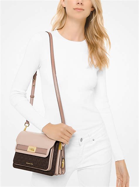 michael kors tatiana groß|Tatiana Large Logo and Leather Shoulder Bag .